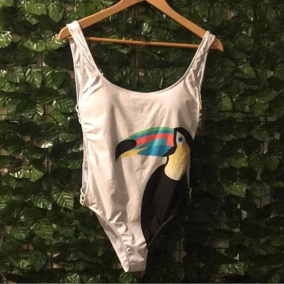 Kenny Flowers The Rio One Piece Toucan Open Side Swimsuit M/L - Picture 3 of 7
